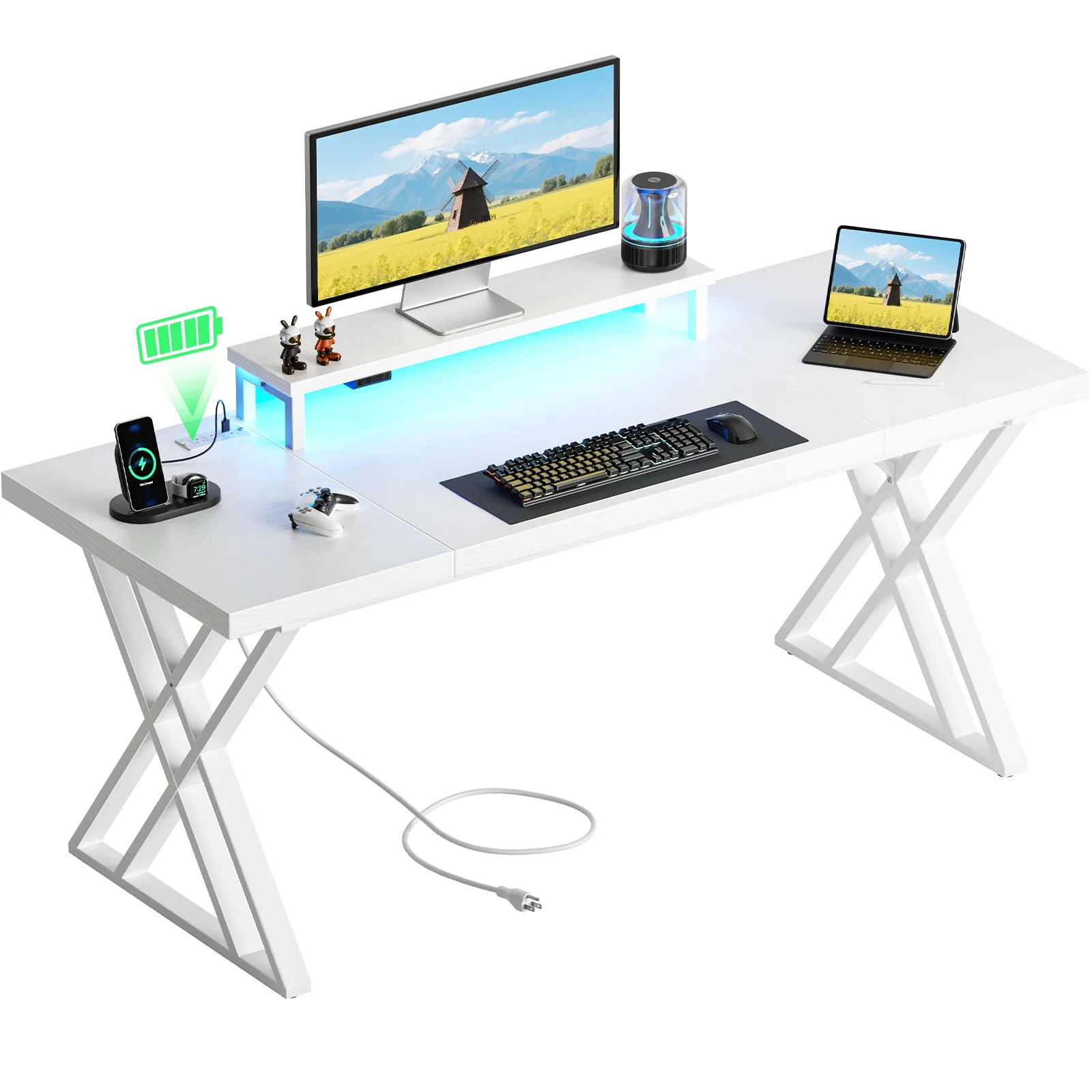 Holaki 70.8-Inch Office Desk,Wooden Executive Office Desk, Modern Work Desk, Large Farmhouse Writing Table Computer Desk for Home,Black