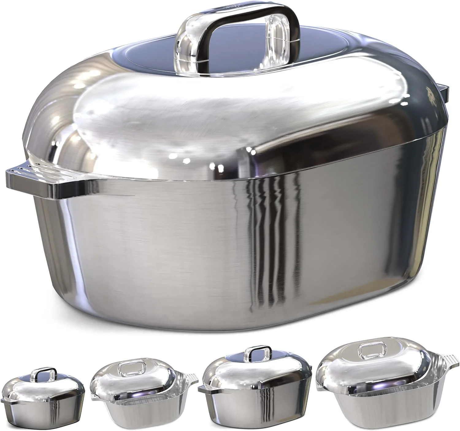 MAGNAWARE 5qt Lightweight Cast Aluminum Oval Dutch Oven, Silver