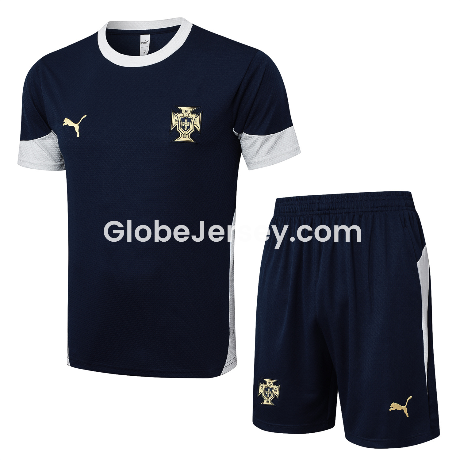 Portugal 25-26 Short-Sleeve Training Set - Deep Blue Top and Shorts
