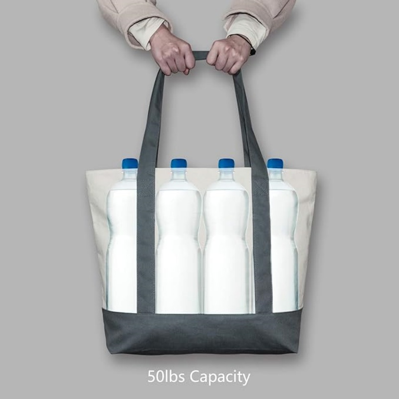 CANVORY 1-Pack Canvas Tote Bag with an External Pocket