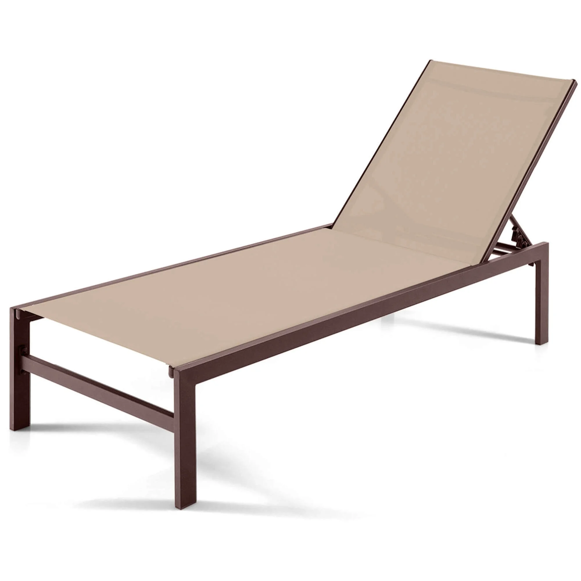 Costway Patio 6-Position Lounge Chair Chaise Aluminium Adjust Recliner Brown