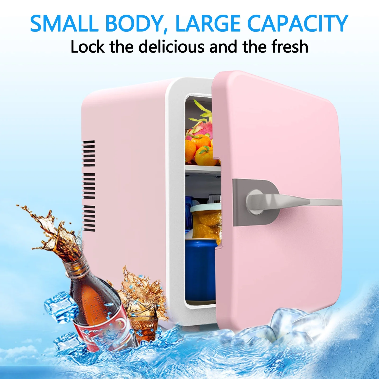 Mini Fridge, Portable Small Refrigerator 6L Cooler Compact Fridge for SkinCare, Food and Drinks, Small Fridge for Bedroom, Dorm, Car, Office Desk