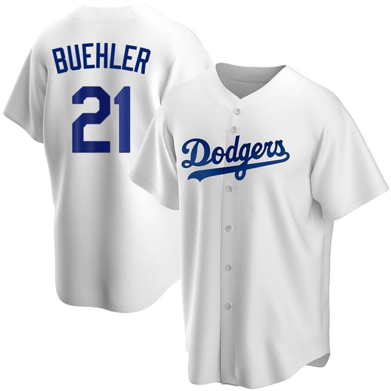 Mens Los Angeles Dodgers Walker Buehler Cool Base Replica Jersey White