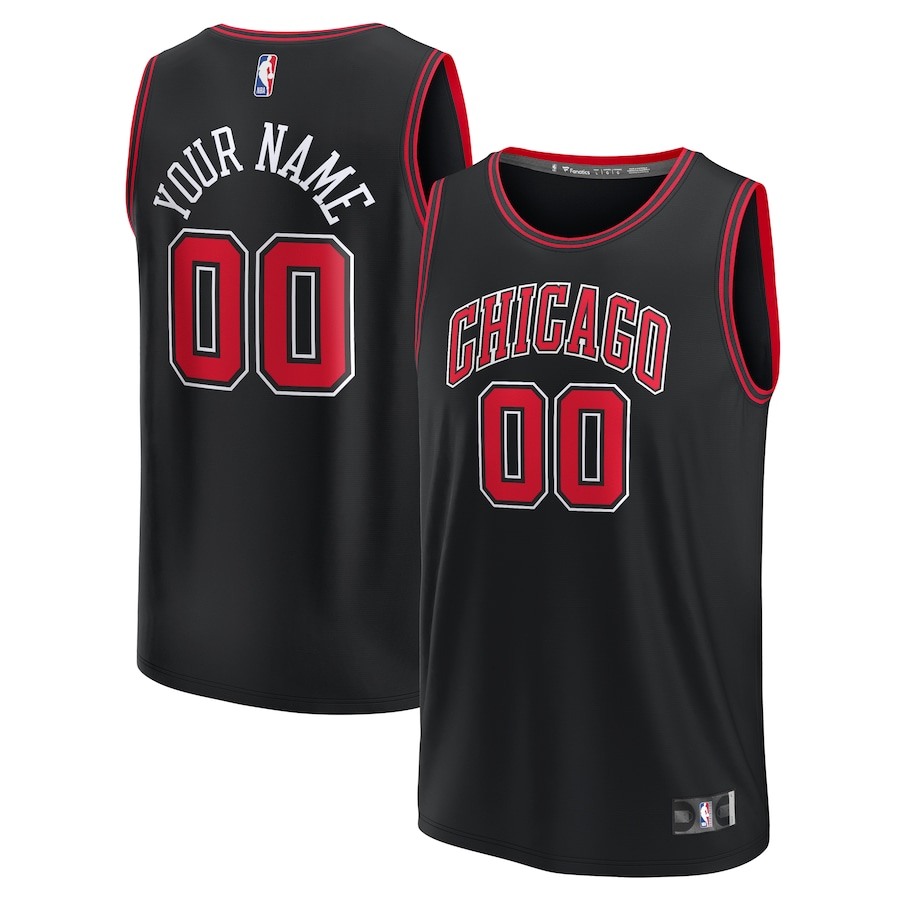 Youth Chicago Bulls Fanatics Black Fast Break Replica Custom Jersey - Statement Edition