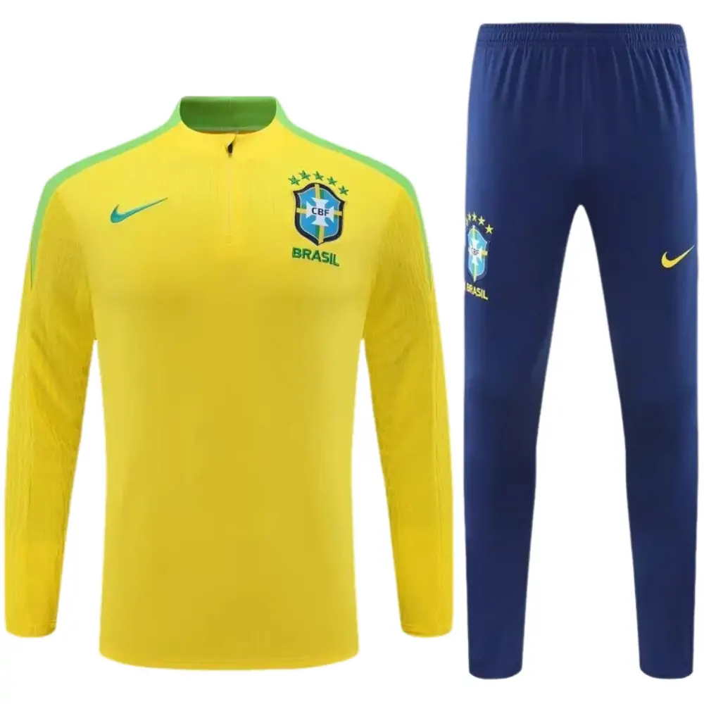 2024/25 Brazil yellow half zip training suit 1:1 Thailand quality