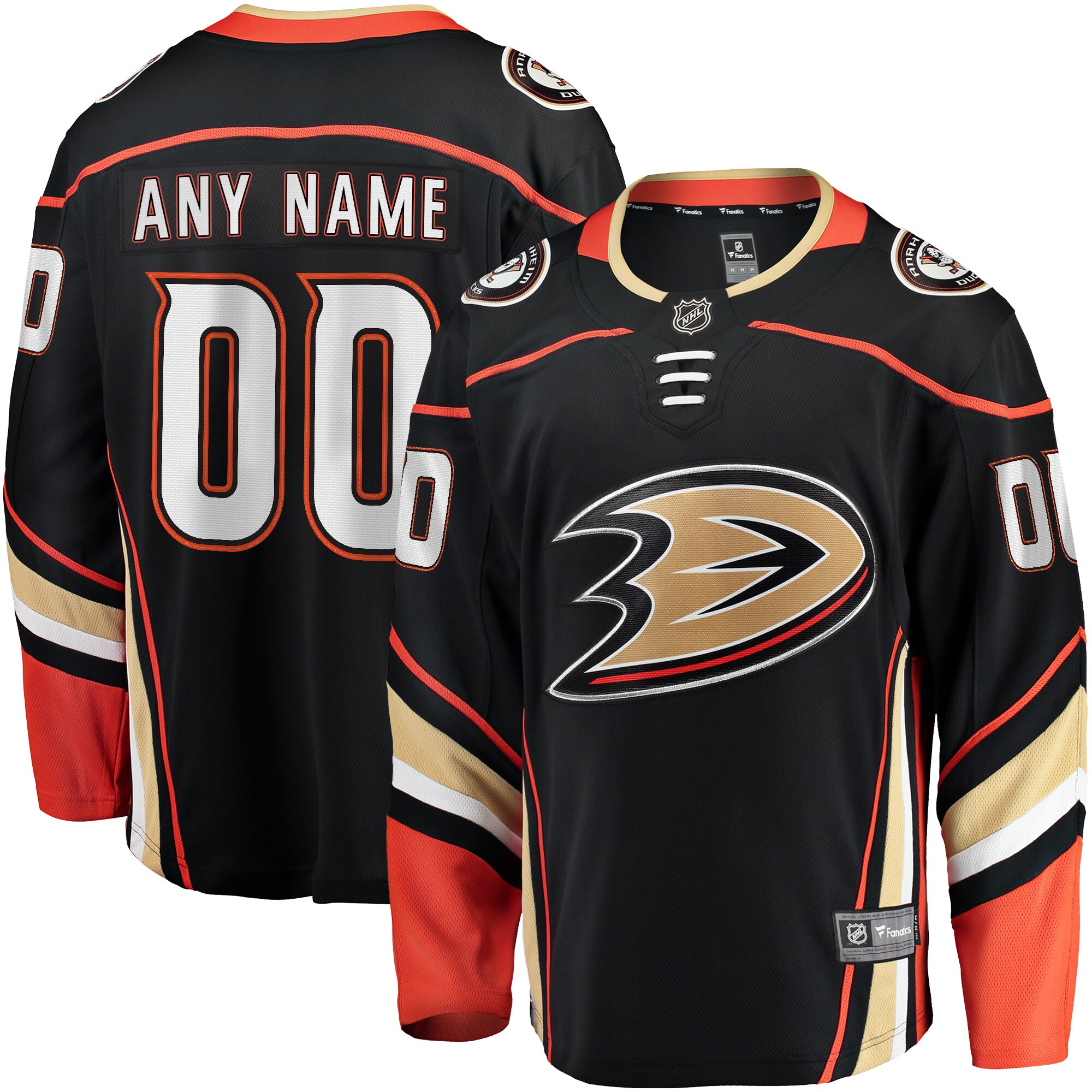 Anaheim Ducks Fanatics Home Breakaway Custom Jersey – Black