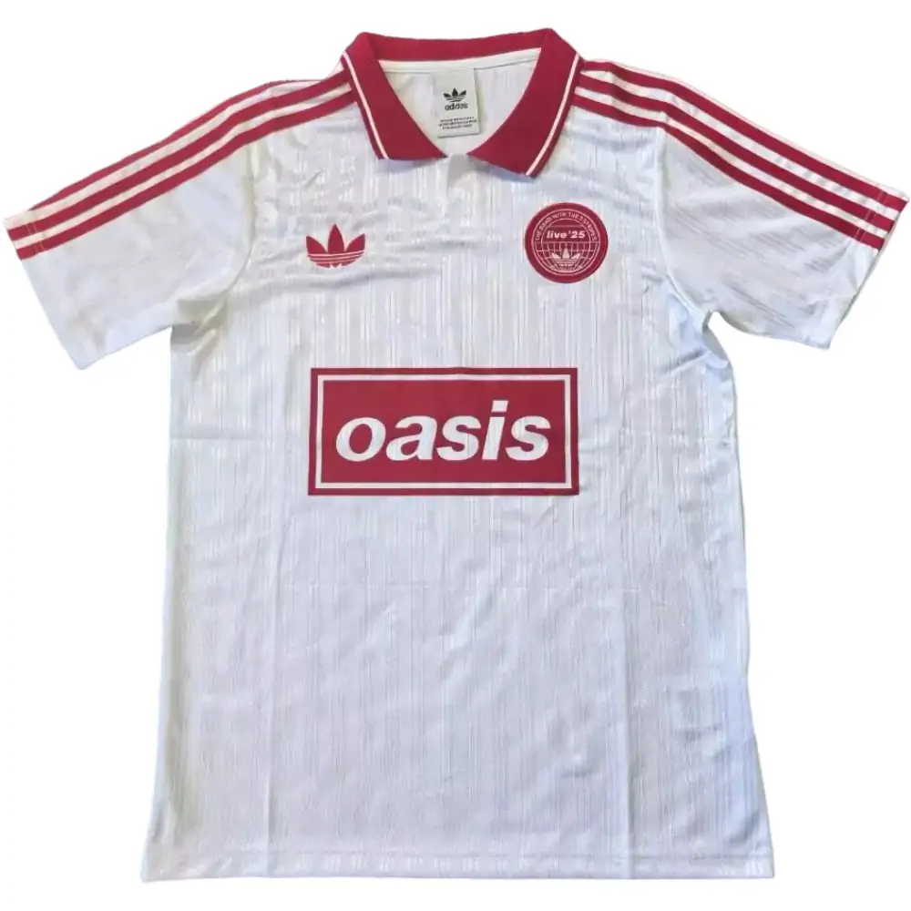 2025-26 Oasis co-branded white and red jerseys - fan edition