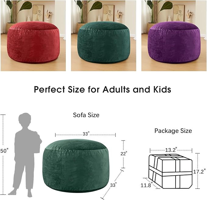 BUBBLEBEAN Bean Bag Chairs for Adults - Memory Foam Furniture BeanBag Chair