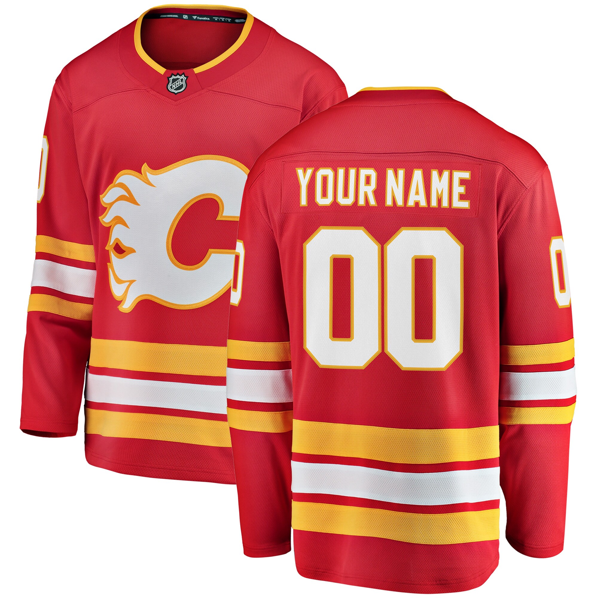 Calgary Flames Fanatics Home Breakaway Custom Jersey – Red