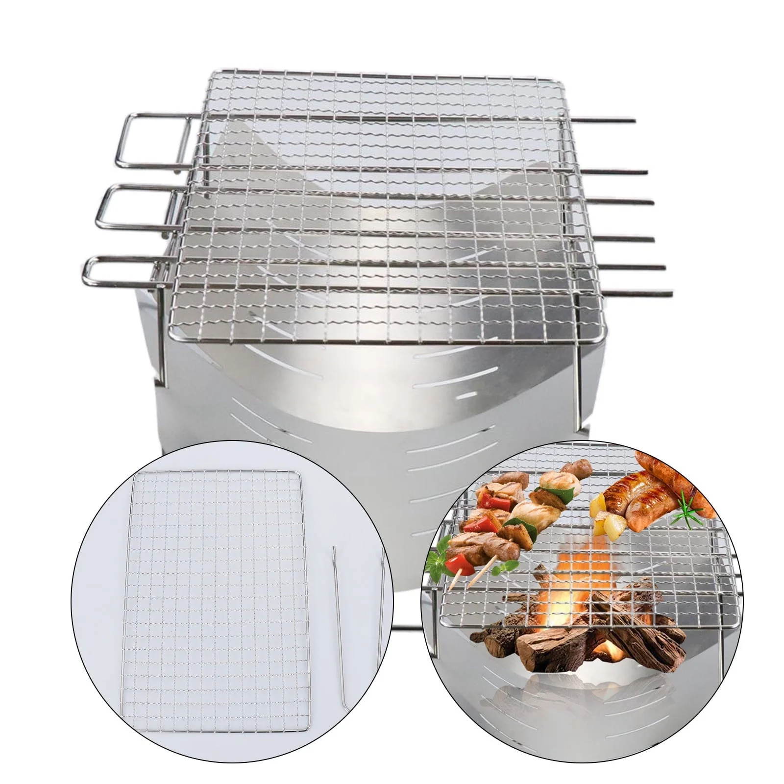 SHENGXINY Camping Supplies Clearance Folding Portable Barbecue Charcoal Grill, Barbecue Desk Tabletop Outdoor Stainless Steel Smoker Bbq For Outdoor Cooking Camping Picnics Beach Camping & Hiking