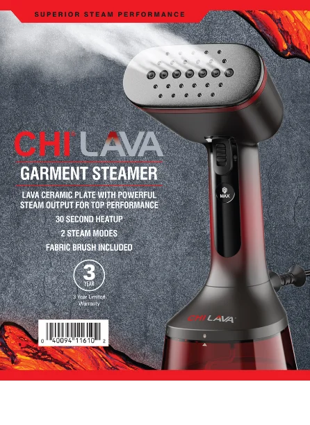 CHI LAVA Ceramic Plate Garment Steamer for Clothes with Fabric Brush, 2 Steam Modes, 1600 Watts, Red