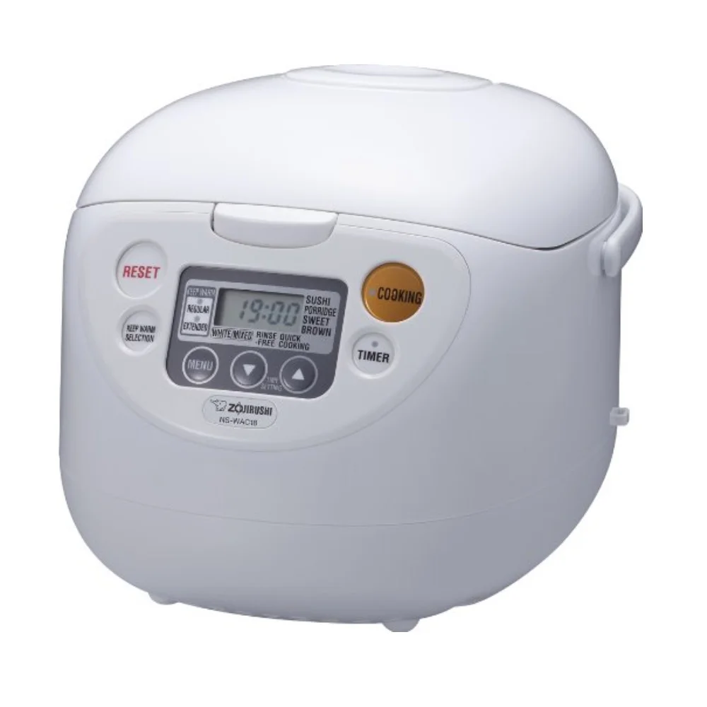 Zojirushi Micom Rice Cooker and Warmer (10-Cup/ Cool White) with Rice Washing Bowl and Bamboo Spoon