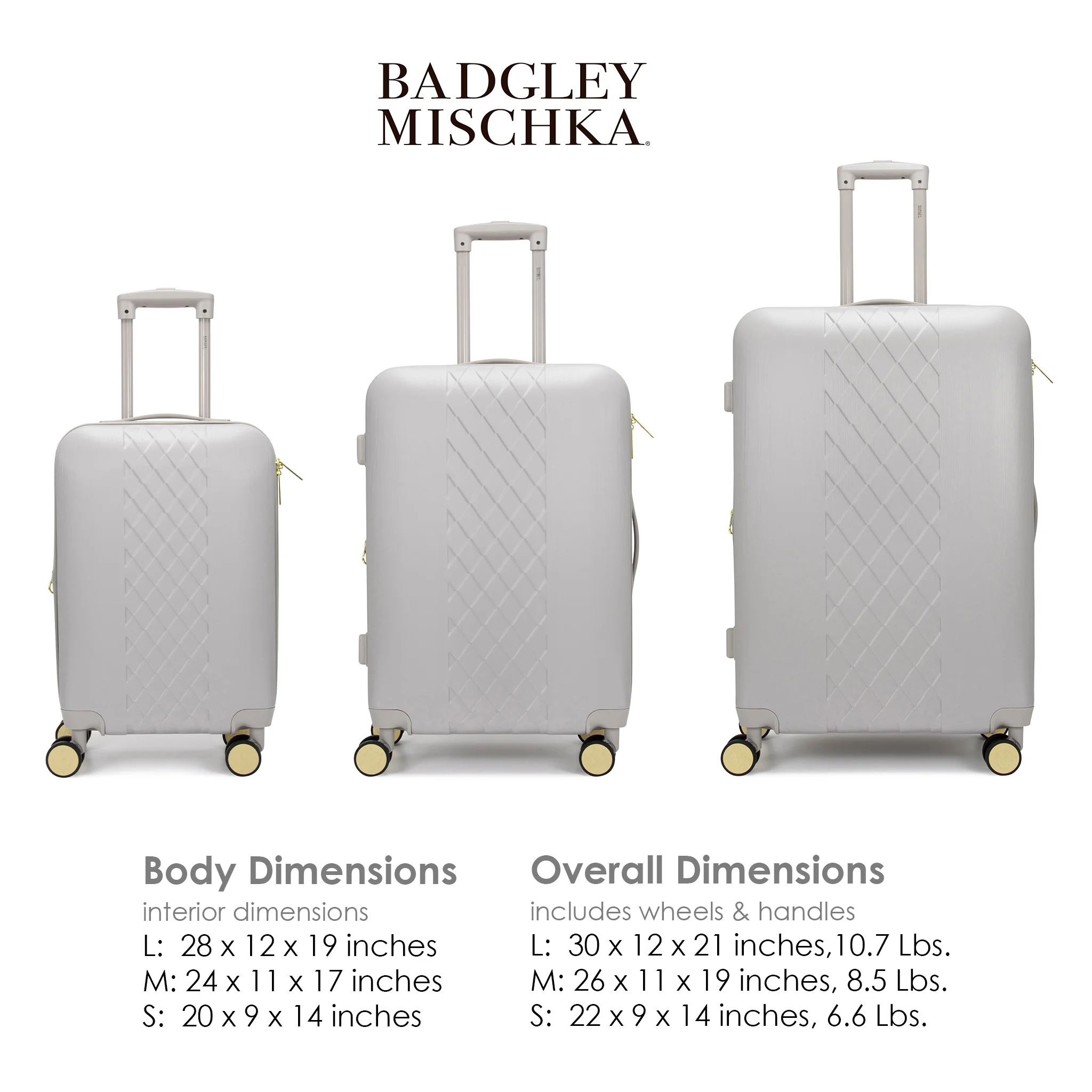 BADGLEY MISCHKA Diamond 3 Piece Expandable Luggage Set (Black)