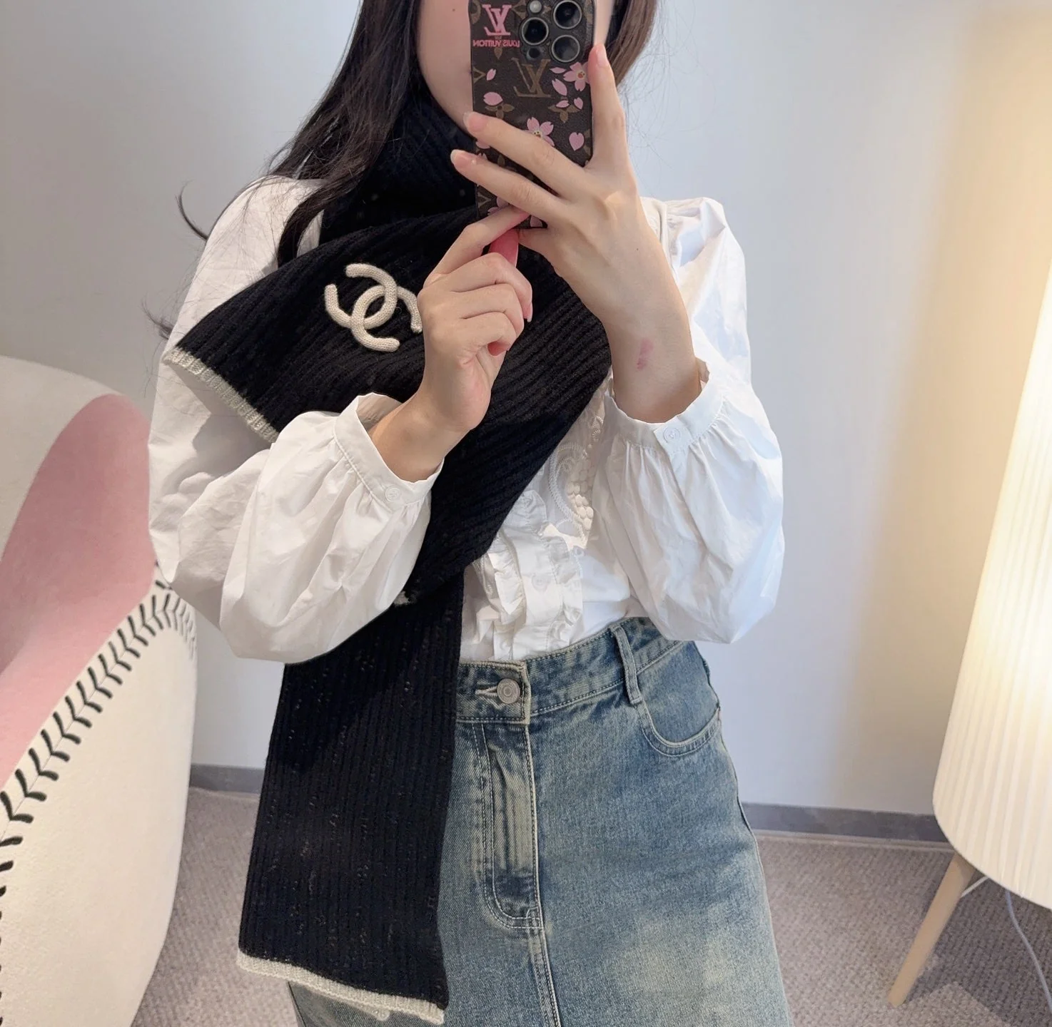 25 autumn and winter new embroidery knitted scarf cashmere knitted long scarf