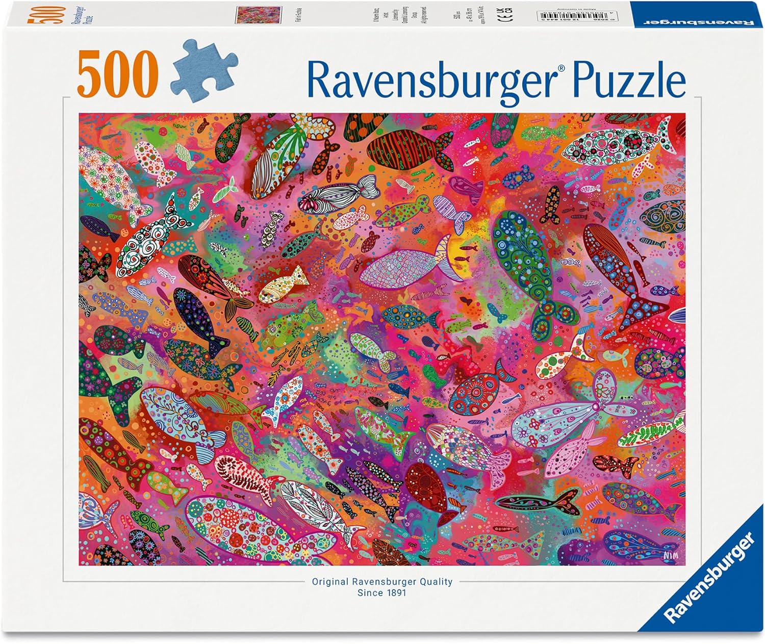 Fish in Fuchsia by Noemi Ibarz - 500 Piece Jigsaw Puzzle (Ravensburger)