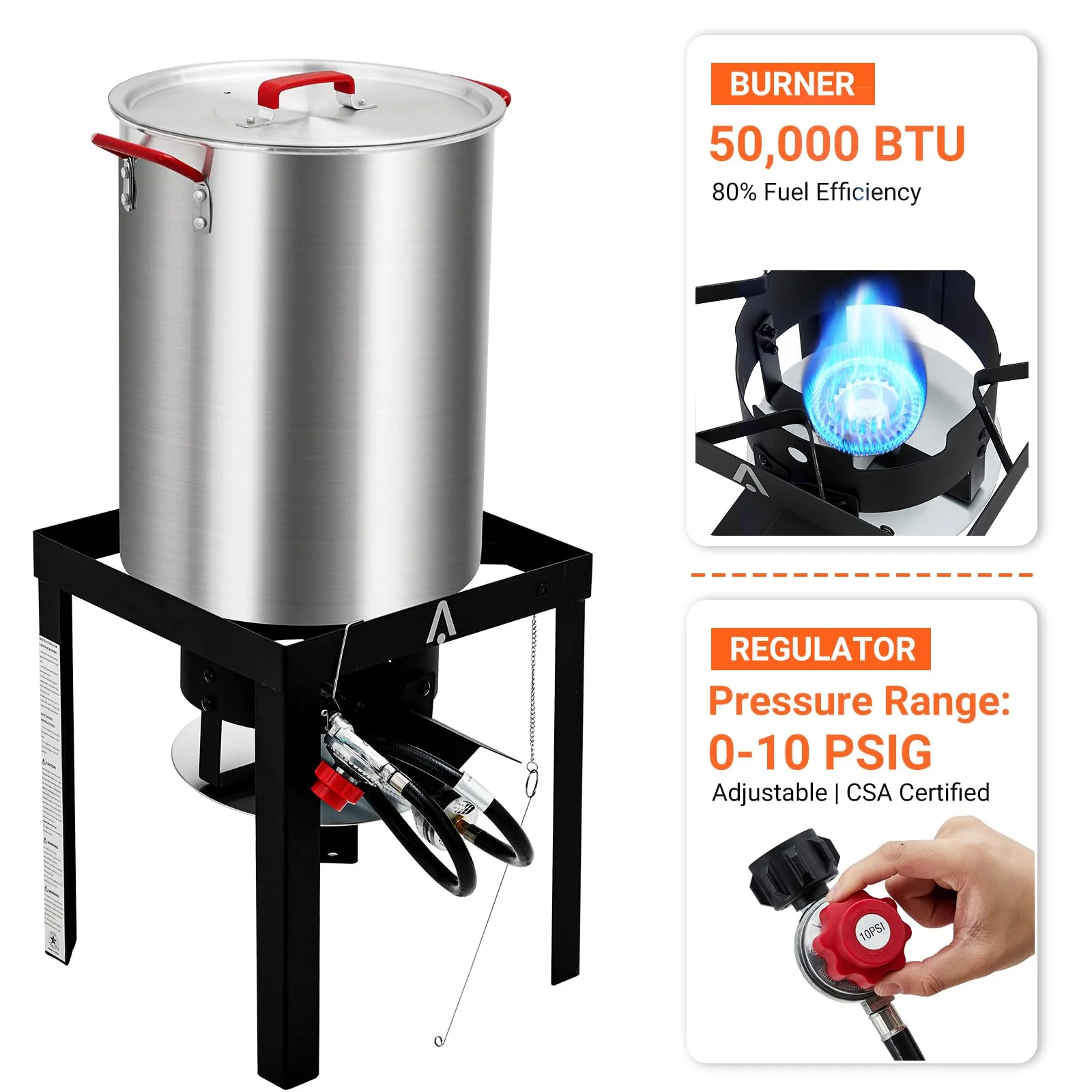 Soonbuy 30 QT Turkey Fryer Cooker Set and 10 QT Kit,50,000 BTU Aluminum Turkey Deep Fryer and Propane Burner Kit,Outdoor Propane Deep Fryers Stove Burner Stand,Baskets,Marinade Injector, Temperature Gauge