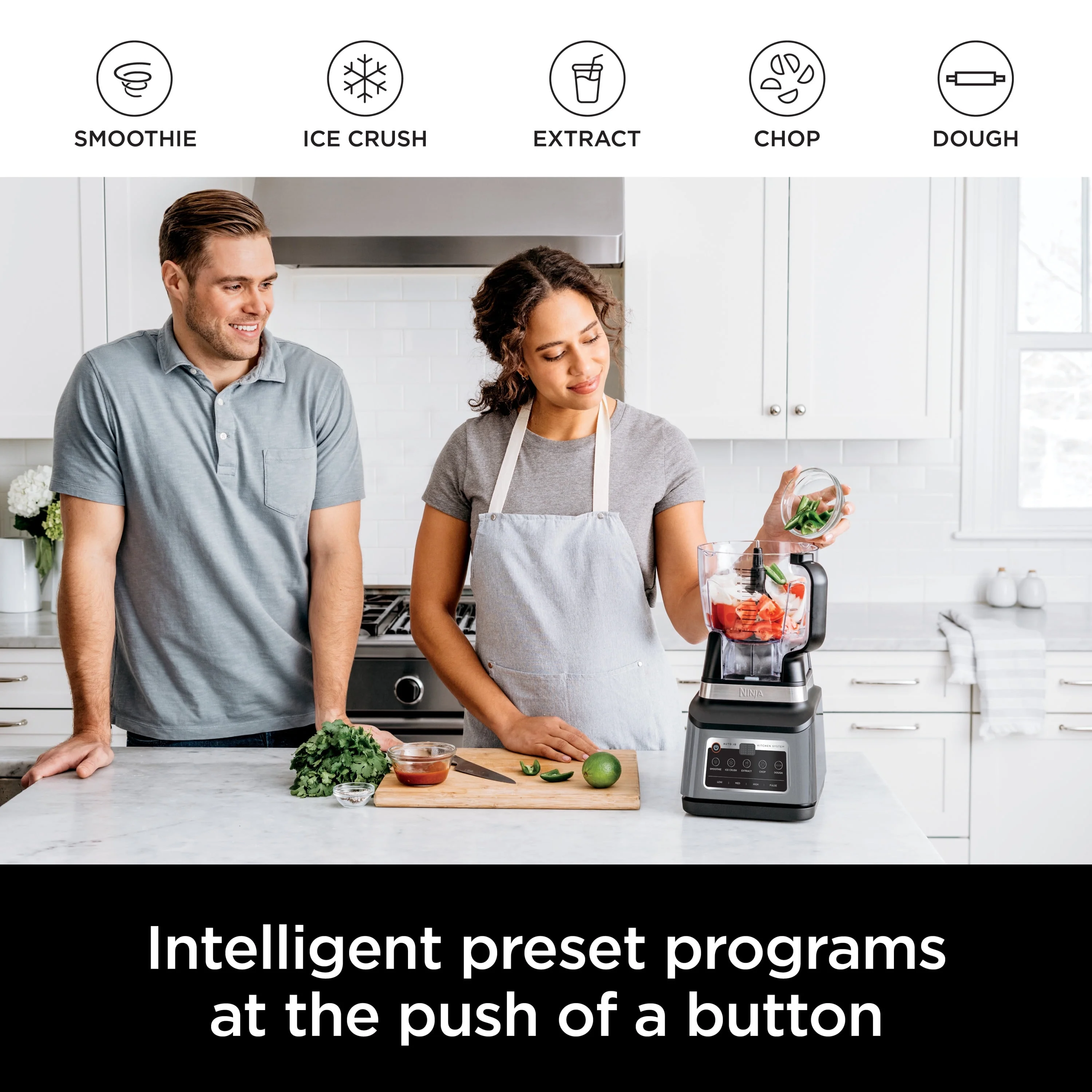 Ninja Professional Plus Kitchen System, 1400 Watts, 5 Presets for Smoothies, Chopping, Dough with Auto IQ, 72-oz.* Blender Pitcher, 64-oz. Processor Bowl, 24-oz. To-Go Cups, Black, BN800
