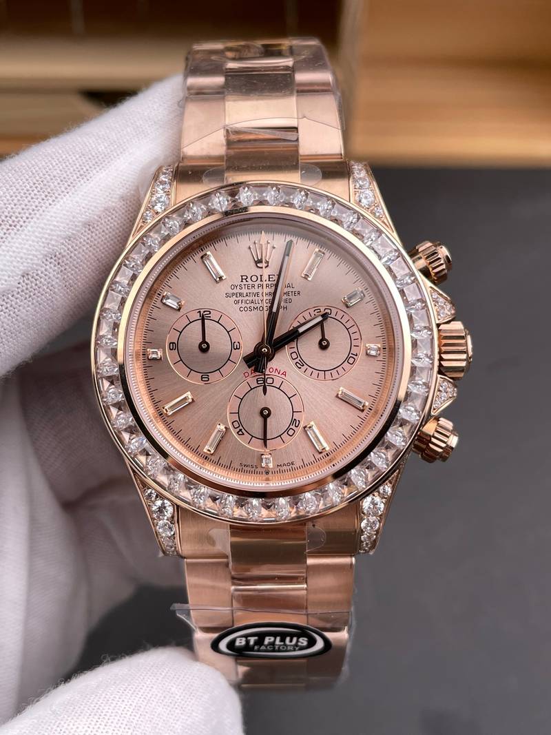 Rolex Daytona Full Rose Gold Baguette Diamond