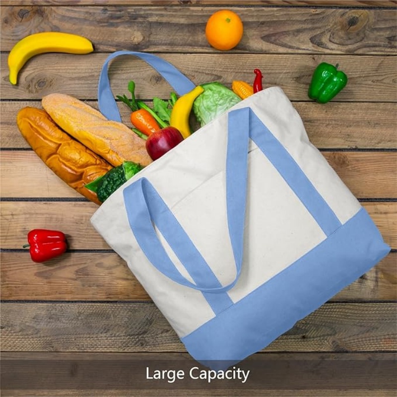 CANVORY 1-Pack Canvas Tote Bag with an External Pocket