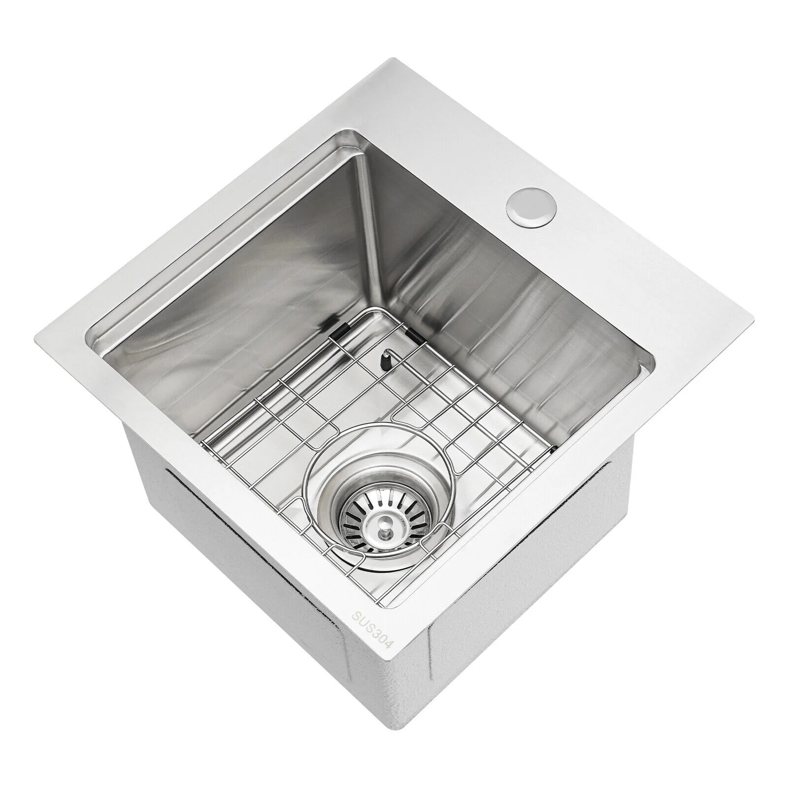 15 x 15 inch Stainless Steel Drop-in Bar Sink Topmount Kitchen Sink Single Bowl