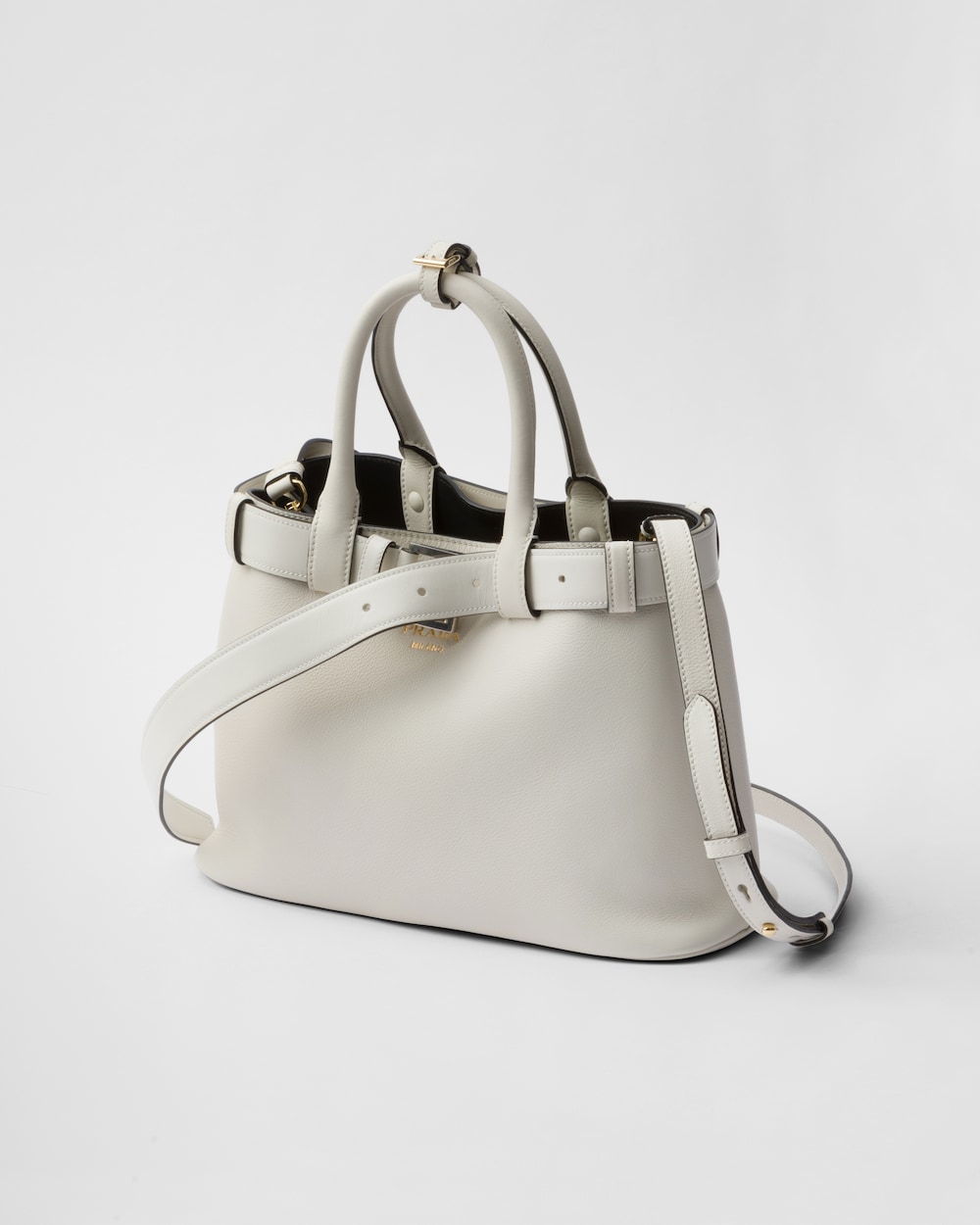 Buckle Small Leather Handbag With Belt