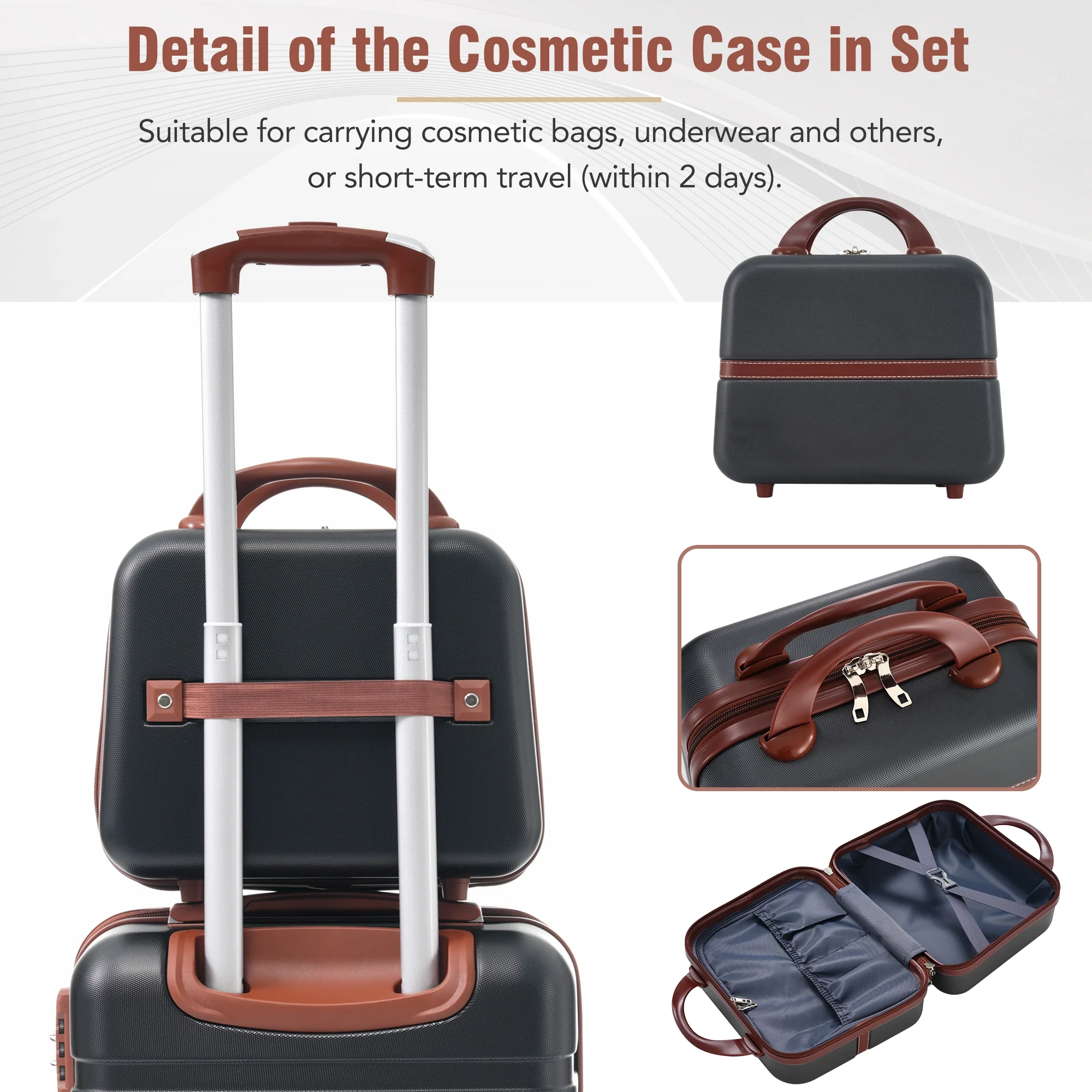 EUROCO 4-Piece Luggage Sets,Hardside Expandable Carry On Suitcase with TSA Lock,Cosmetic Case and Double Spinner Wheels,Lightweight Travel Luggage(20