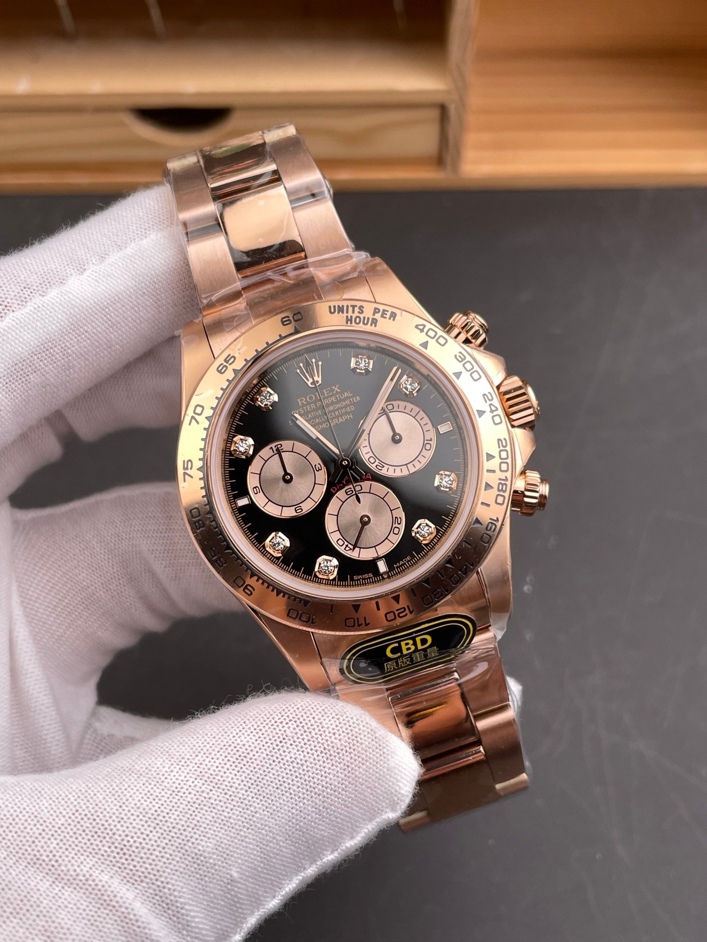 Rolex Daytona Rose Gold Black Gold Diamond