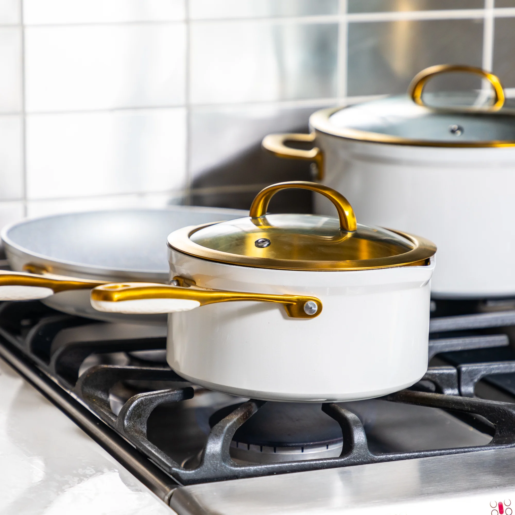Thyme & Table 12-Piece Non-Stick Supreme Cookware Set, Pots and Pans Set - Cream