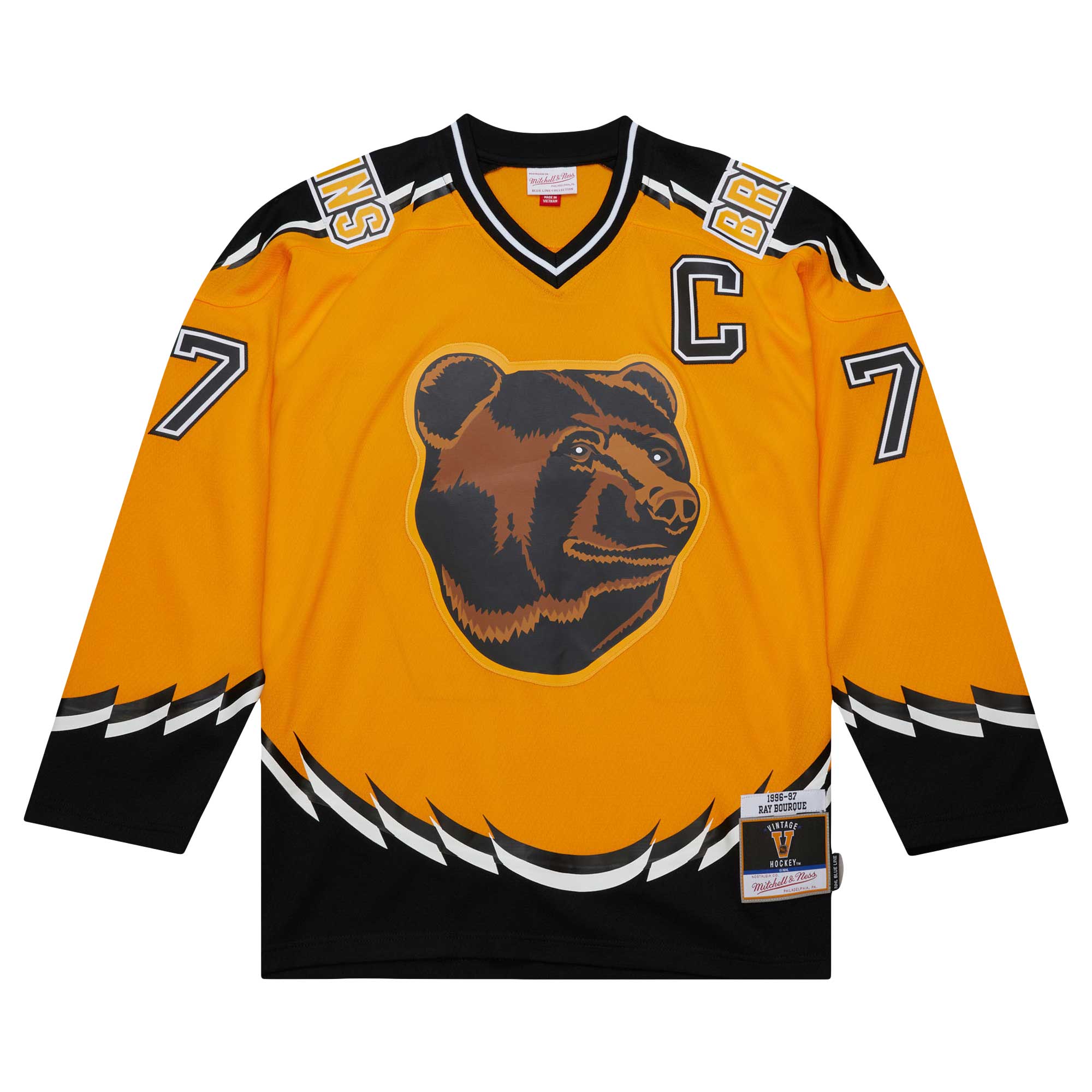 Ray Bourque Boston Bruins Mitchell & Ness  1996/97 Captain Patch Blue Line  Jersey – Gold