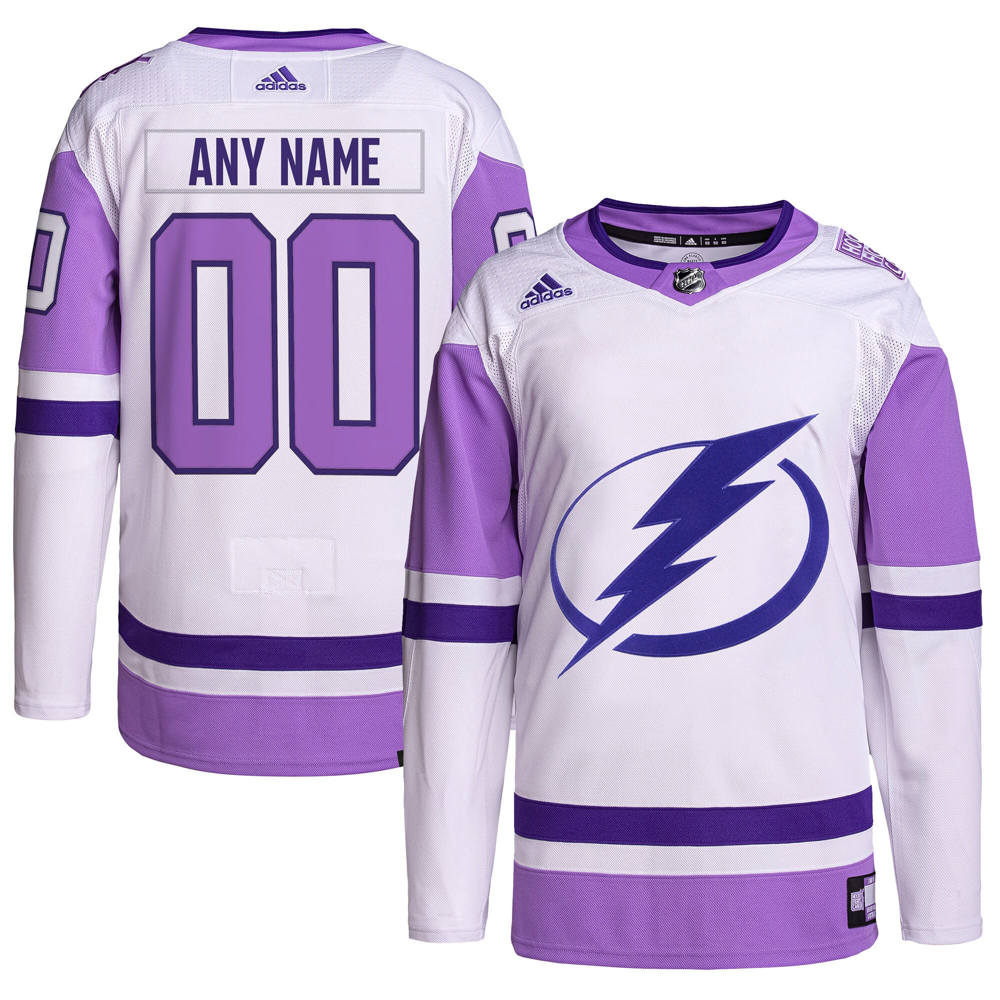 Tampa Bay Lightning  Hockey Fights Cancer Primegreen  Custom Jersey – White/Purple
