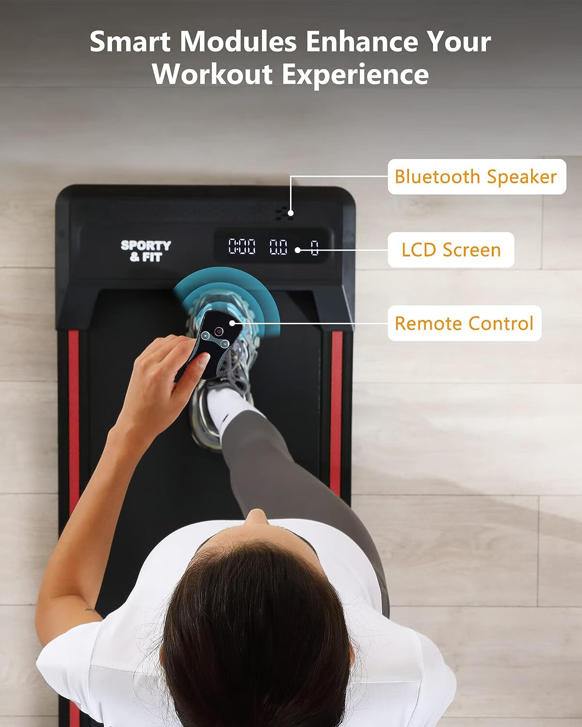 Zzistar Walking Pad Electric Treadmill, 2.5HP 0.6-3.8 mph Remote & Button Control Under Desk Treadmill with LCD Monitor