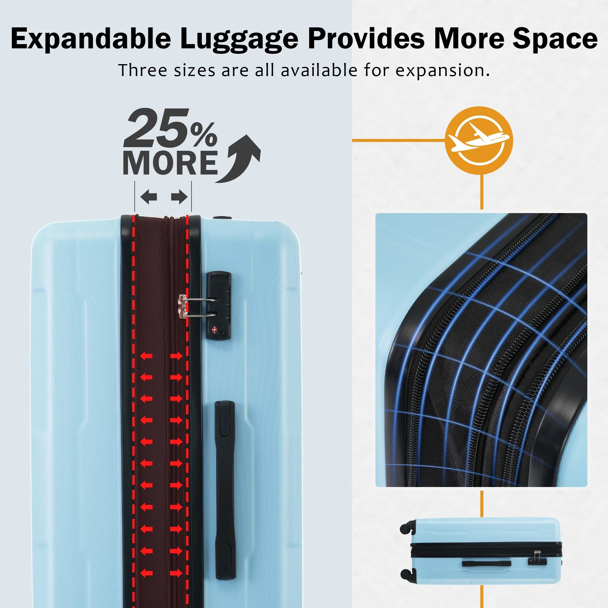 imerelez 2 Piece Luggage Set with Bags Expanable Spinner Wheels ABS Lightweight Suitcase with TSA Lock 20inch+28inch