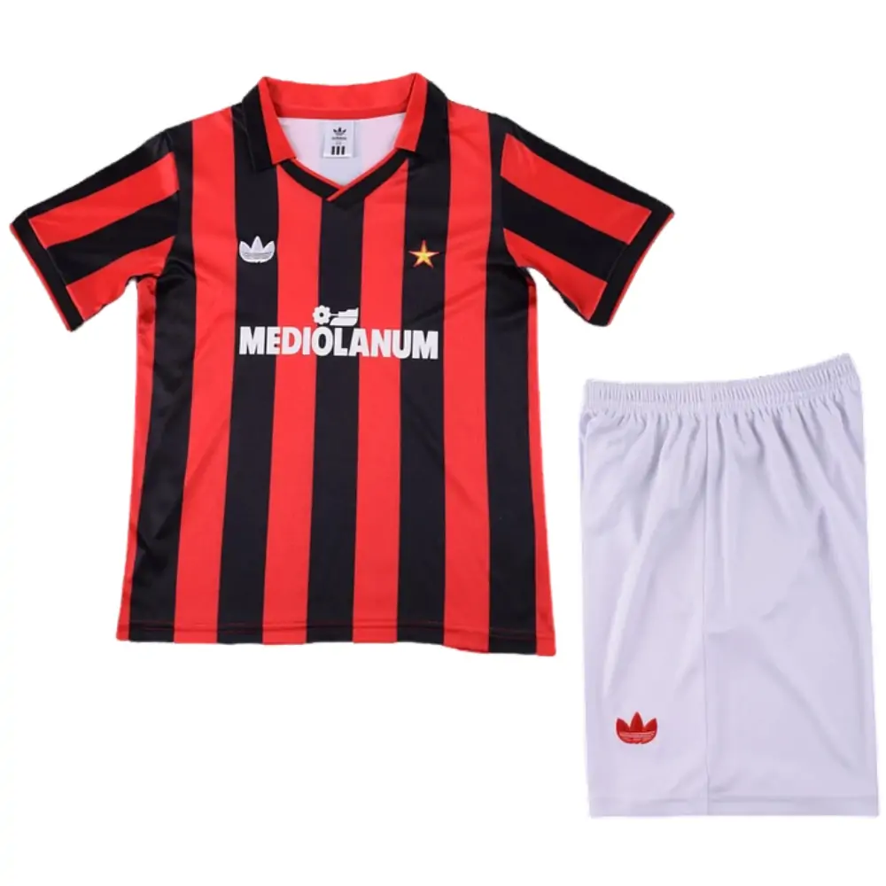 1990-91 AC Milan Home Retro Children's Jersey Set - Fans Edition
