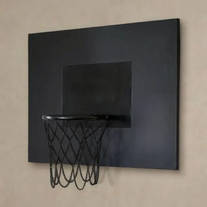 Black Leather Basketball Hoop Wall Mounted Sports Decor