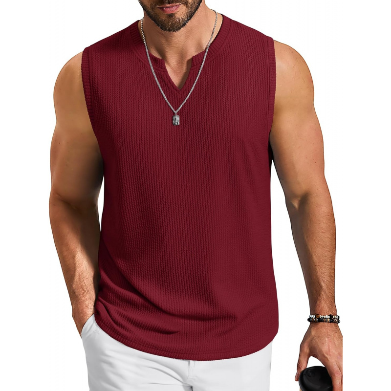 Men's Casual Tank Top V Neck Knit Jacquard