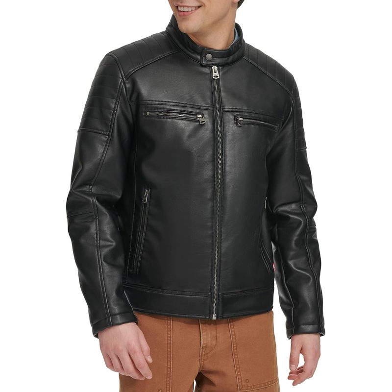 Men's Faux Leather Racer Jacket