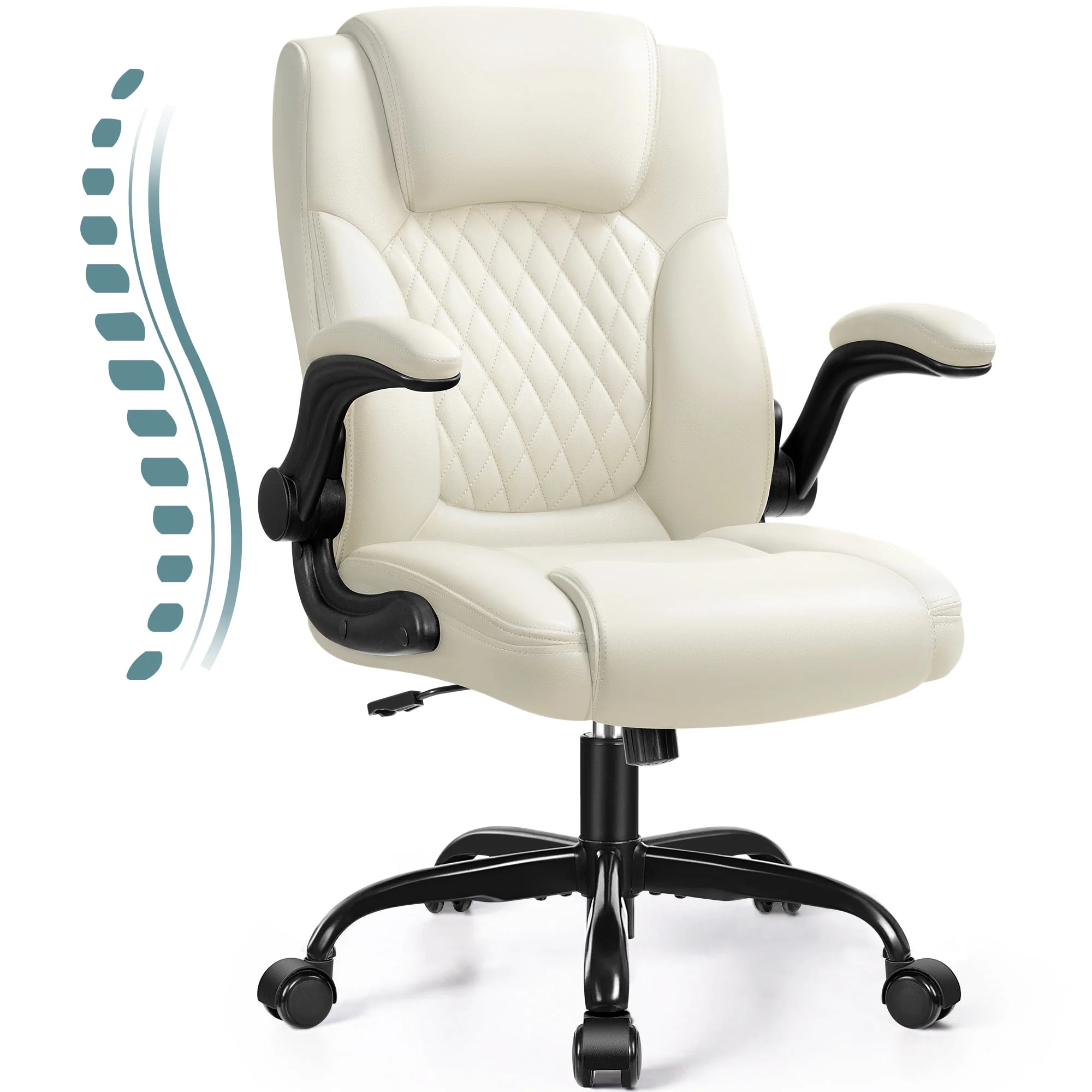 COOLHUT Leather Office Chair, Big and Tall Office Chair 400LBS Wide Seat Ergonomic Computer Desk Chair High Back Executive Leather Chair Adjustable Task Chair Lumbar Back with 8-Year Warranty, Black