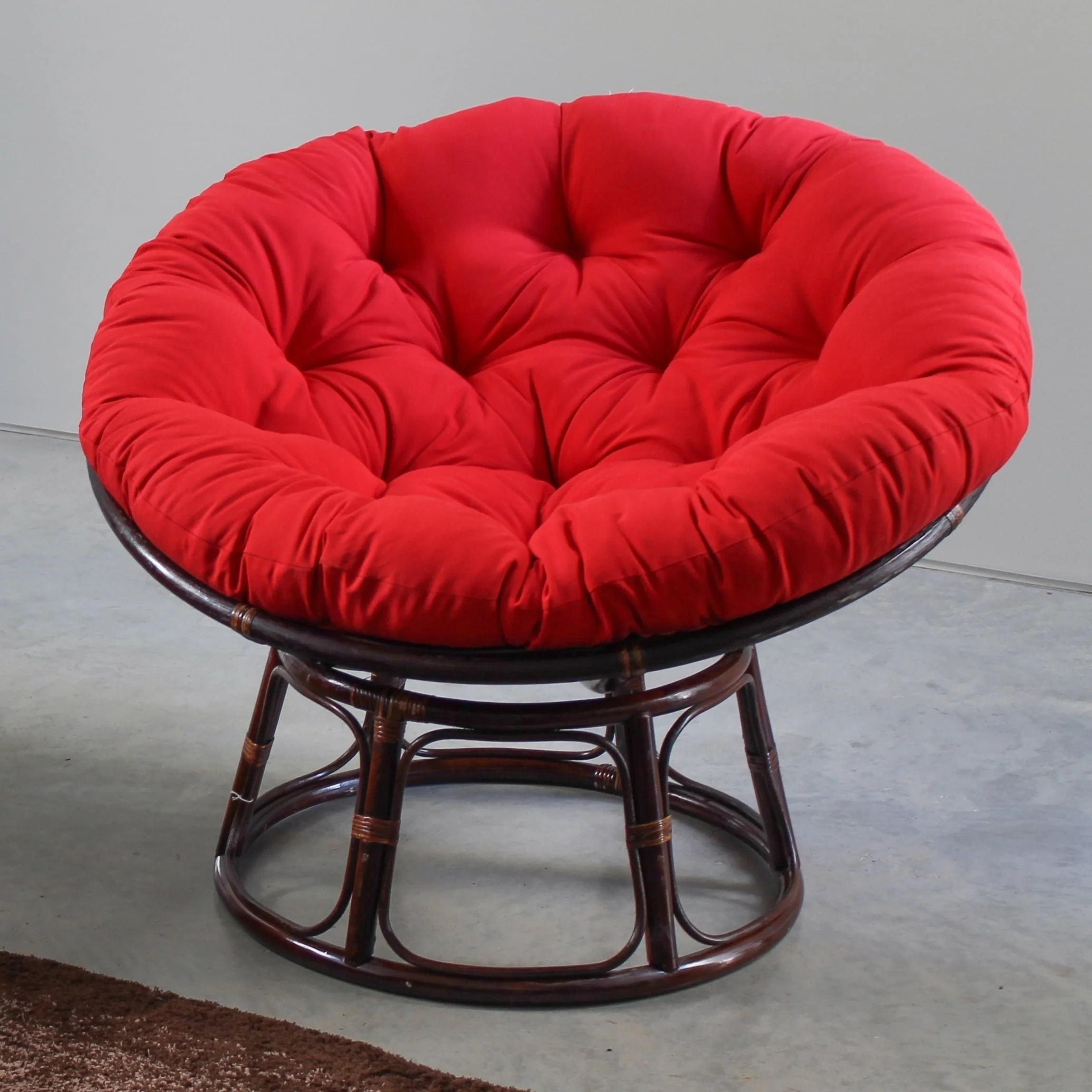 International Caravan 42-Inch Rattan Papasan Chair with Solid Twill Cushion-Color:Grey