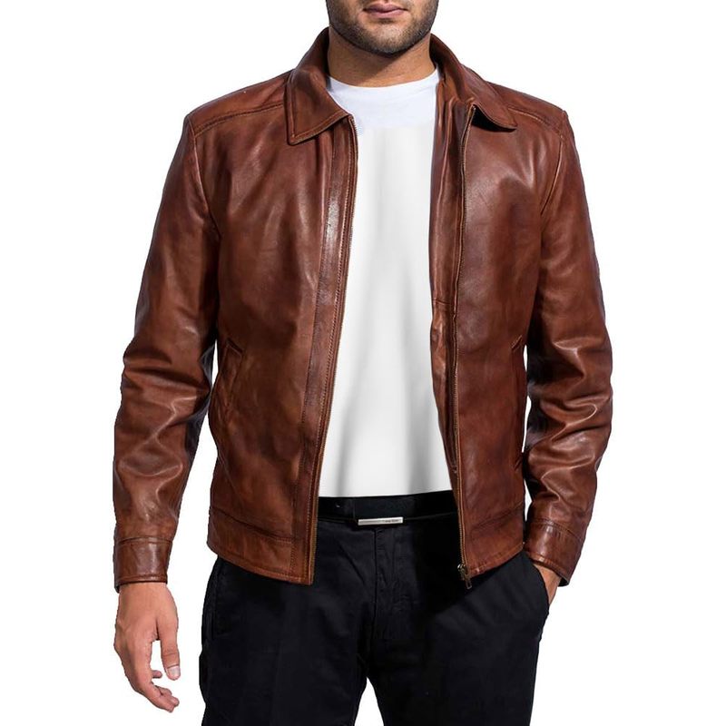 Men's Leather Jacket - Real Lambskin Classic Vintage Style