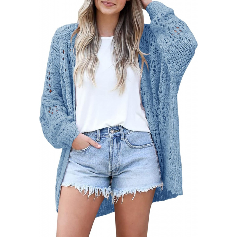 Women's Crochet Cardigan Sweater Kimonos Boho Solid