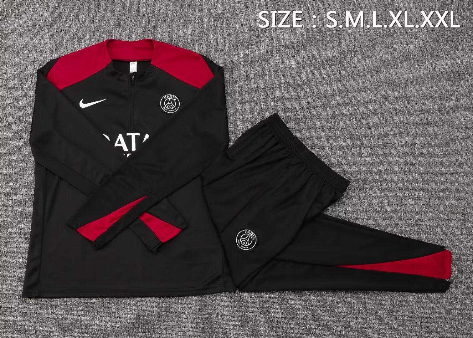 2024/2025 Psg Paris Saint-Germain Half-Pull Training Suit Black Jersey 1:1 Thai Quality
