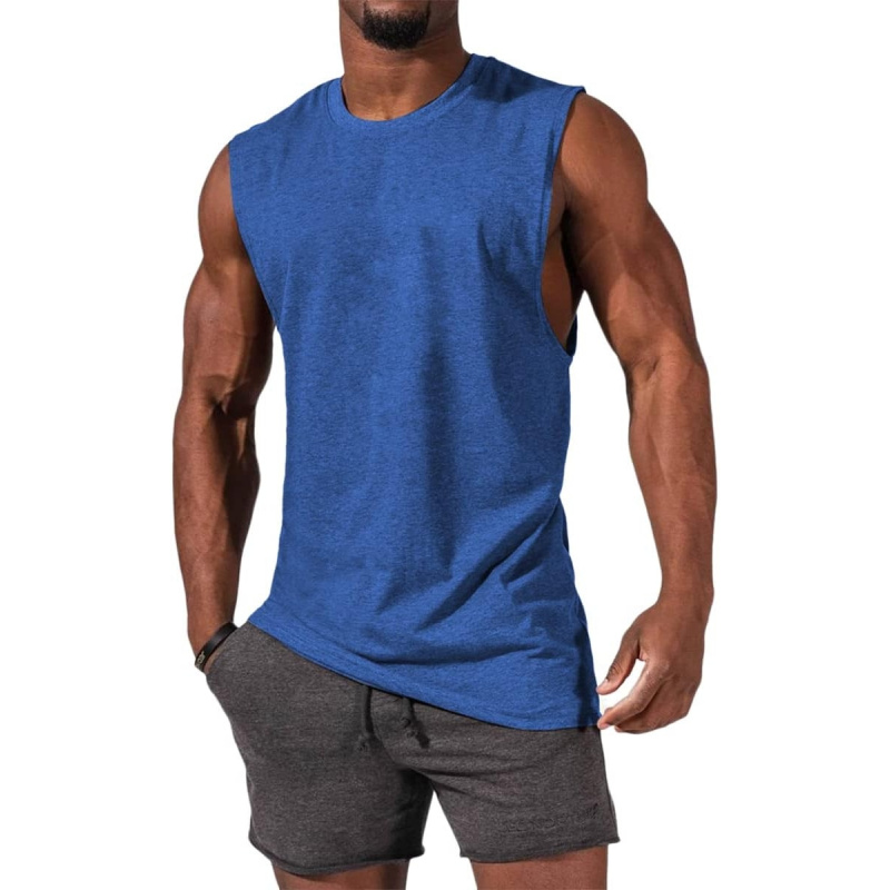 Men's Sleeveless Tank Tops Crewneck Solid Loose Fit Shirt