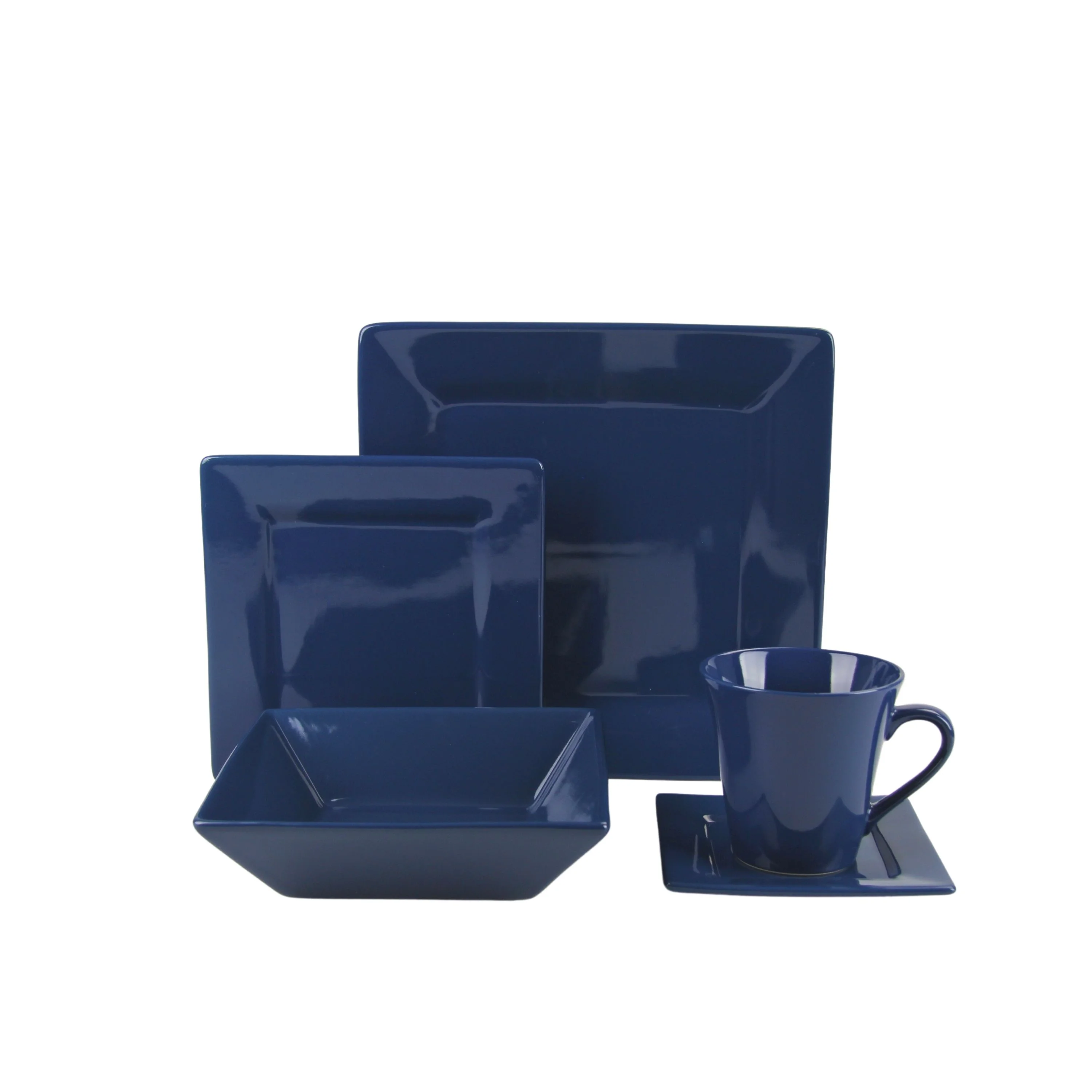 10 Strawberry Street Nova Square 45 Piece Stoneware Dinnerware Set, Matte Black
