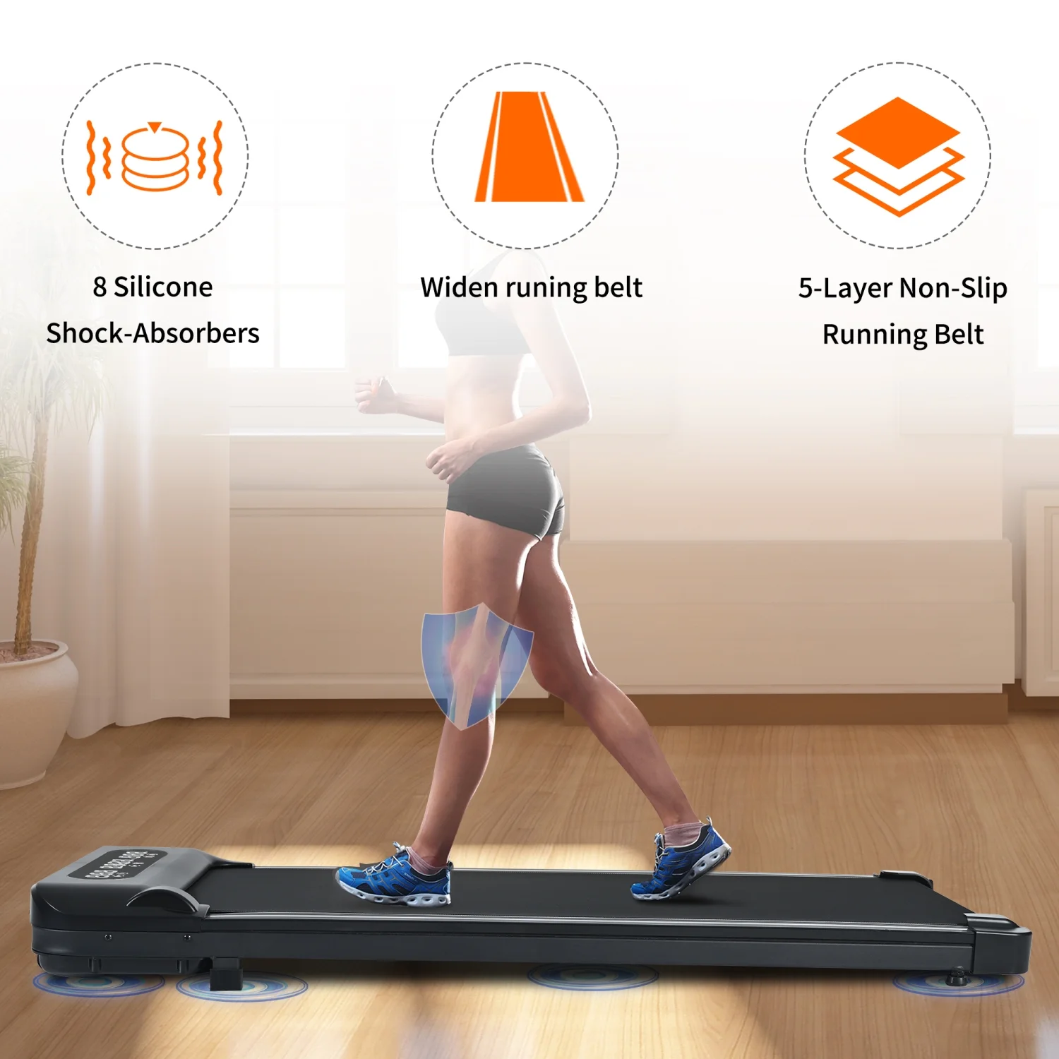 SUWU Walking Pad Running Machine Walking Machine for Home Under Desk Treadmill with LED Display and 12 Preset Programs 2.25HP Portable Treadmill Jogging Machine for Office Small Space