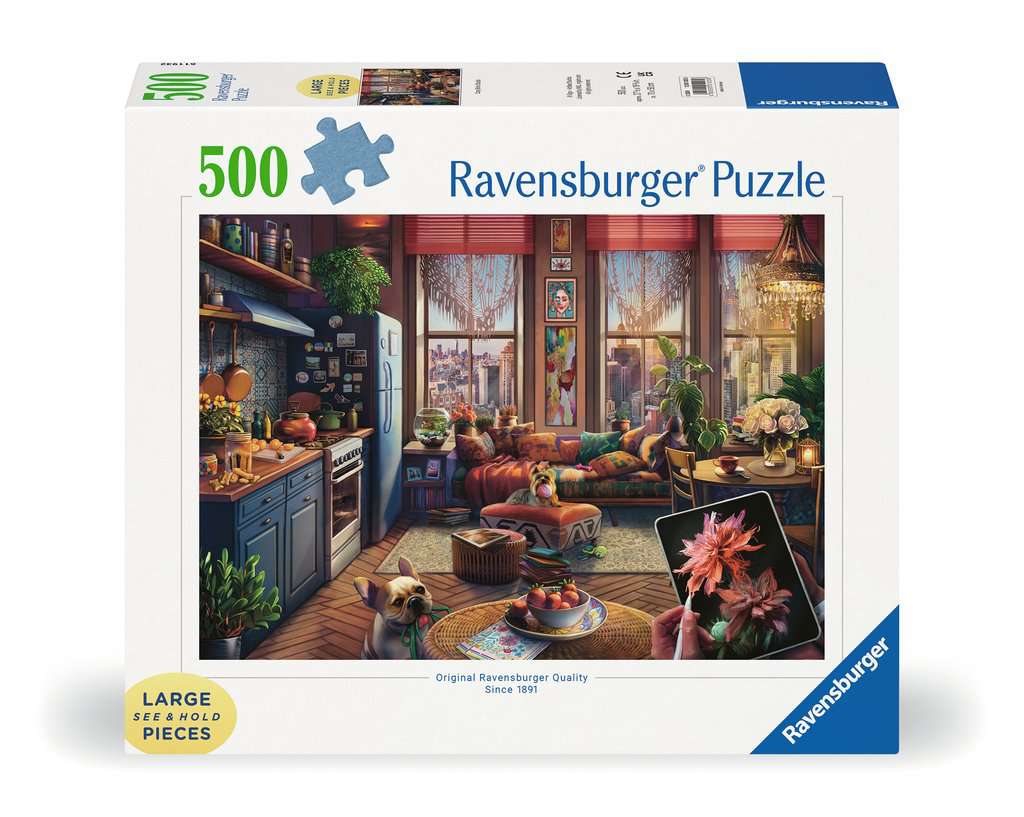 Cozy Boho Studio – 500 XL Piece Jigsaw Puzzle (Ravensburger)