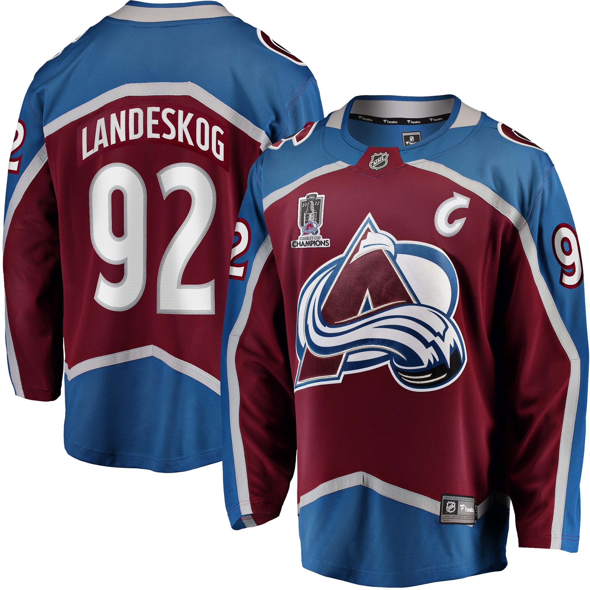 Gabriel Landeskog Colorado Avalanche Fanatics Home 2022 Stanley Cup Champions Breakaway   Jersey – Burgundy