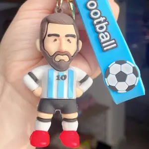 Football Messi Doll Keychain Pendant  Blue striped jersey