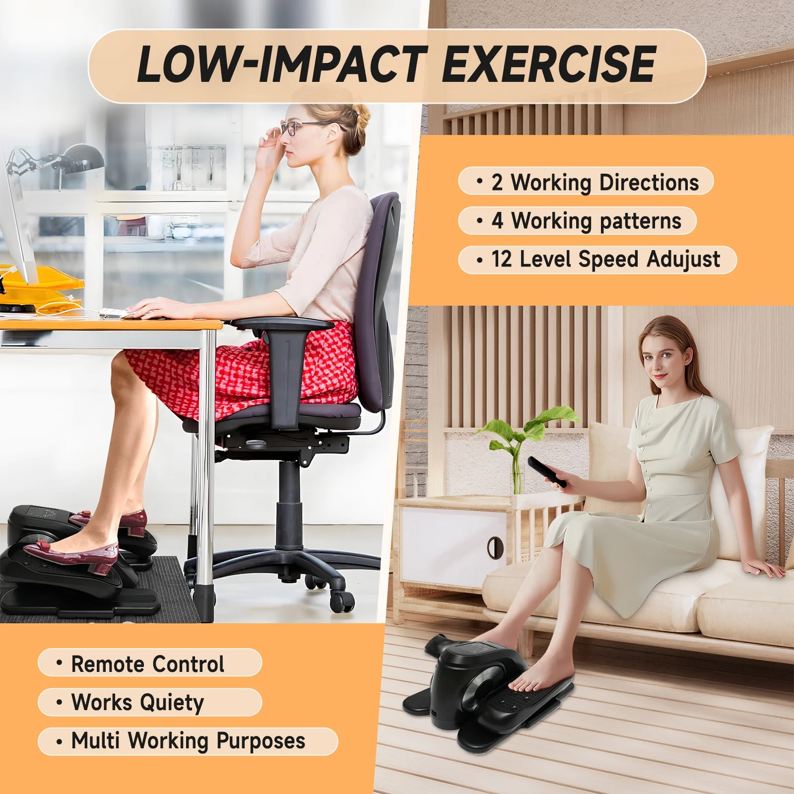 CATGOOD Under Desk Elliptical, Electric Seated Foot & Leg Pedal Exerciser While Sitting for Seniors