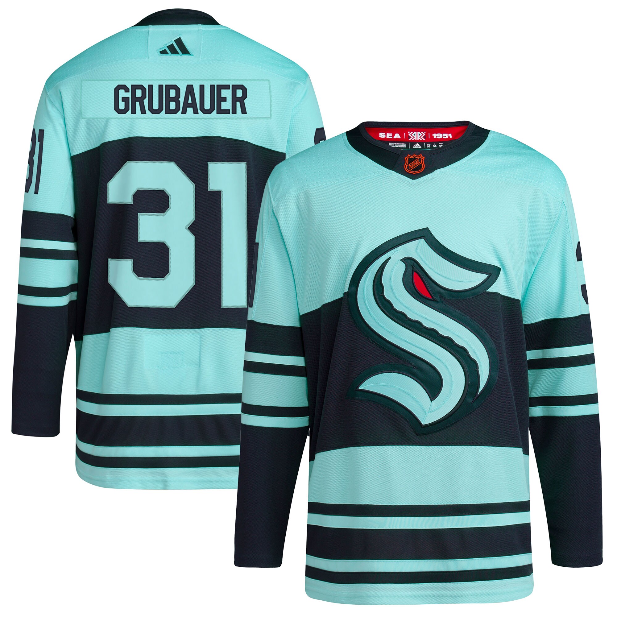 Philipp Grubauer Seattle Kraken  Reverse Retro 2.0    Jersey – Teal