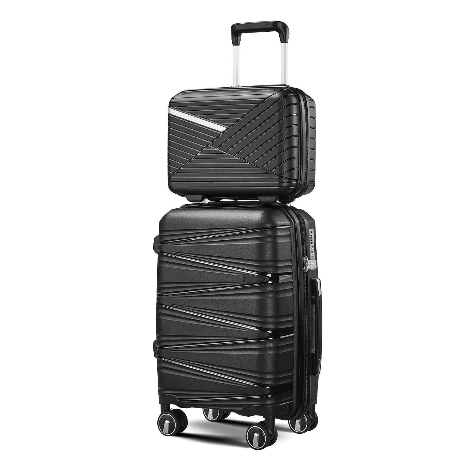 4 Piece Luggage Set Expandable Hardshell Travel Luggage Sets 8 Spinner Wheel Suitcase Wheels TSA Lock Suit Case, PP Lightweight & Durable wheels Upright Suitcase, 14/20/24/28 Inch